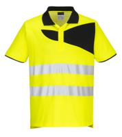 Portwest PW212 PW2 Hi-Vis Cotton Comfort Polo Shirt S/S Yellow/Black XXL