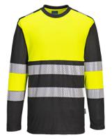 Portwest PW312 PW3 Hi-Vis Cotton Comfort Class 1 T-Shirt L/S Yellow/Black L