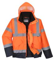 Portwest S266 Hi-Vis Contrast Winter Bomber Jacket Orange/Navy L