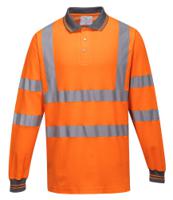 Portwest S271 Hi-Vis Cotton Comfort Polo Shirt L/S Orange L