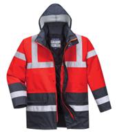 Portwest S466 Hi-Vis Contrast Winter Traffic Jacket Red/Navy L