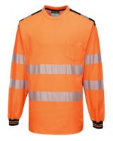 Portwest T185 PW3 Hi-Vis Cotton Comfort T-Shirt L/S Orange/Black S