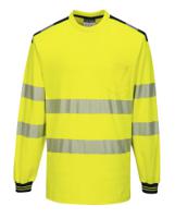 Portwest T185 PW3 Hi-Vis Cotton Comfort T-Shirt L/S Yellow/Black M