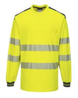 Portwest T185 PW3 Hi-Vis Cotton Comfort T-Shirt L/S Yellow/Navy 4XL