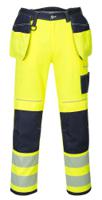 Portwest T501 PW3 Hi-Vis Holster Pocket Work Trousers Yellow/Navy 28