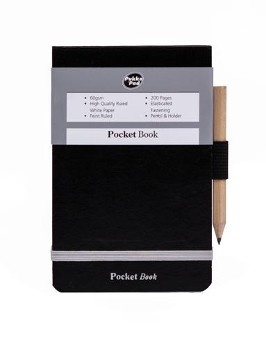 Pukka Pads 86x129mm Elasticated Pocket Book & Pencil Black [Pack 6]