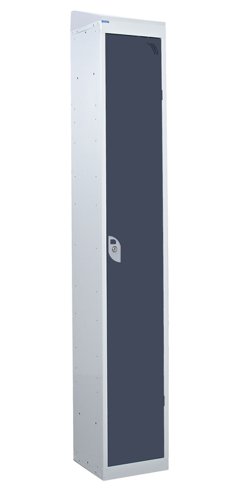 QMP Standard Locker 1950h x 300w x 300d mm Dark Grey 1 door Camlock sloping top