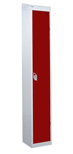 QMP Standard Locker 1950h x 300w x 300d mm Red 1 door Camlock sloping top