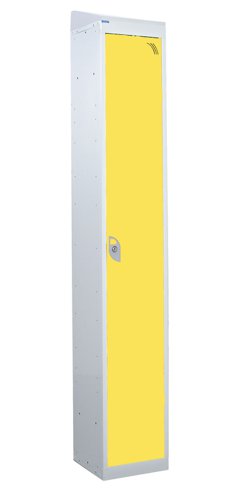 QMP Standard Locker 1950h x 300w x 300d mm Yellow 1 door Camlock sloping top