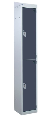 QMP Standard Locker 1950h x 300w x 300d mm Dark Grey 2 door Camlock sloping top