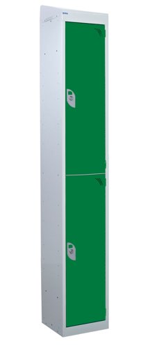 QMP Standard Locker 1950h x 300w x 300d mm Green 2 door Camlock sloping top