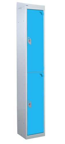 QMP Standard Locker 1950h x 300w x 300d mm Light Blue 2 door Camlock sloping top