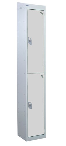 QMP Standard Locker 1950h x 300w x 300d mm Light Grey 2 door  Camlock sloping top