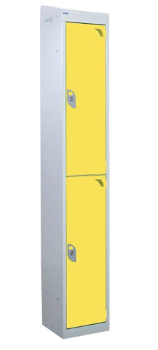 QMP Standard Locker 1950h x 300w x 300d mm Yellow 2 door Camlock sloping top