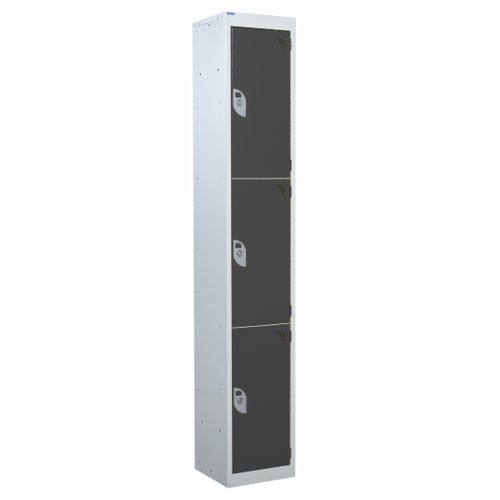 QMP Standard Locker 1800h x 300w x 300d mm Dark Grey 3 door Camlock