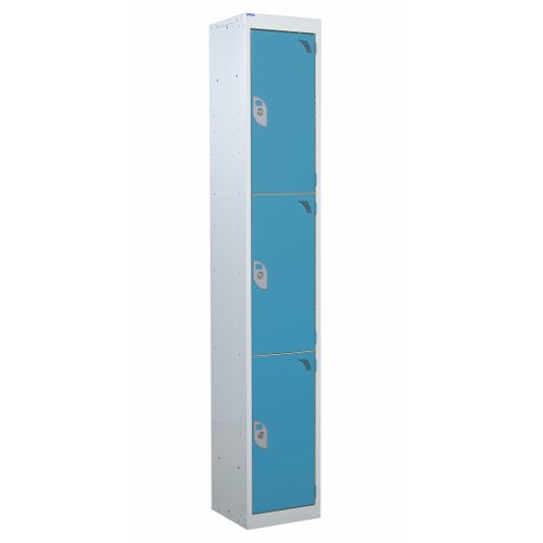 QMP Standard Locker 1800h x 300w x 300d mm Light Blue 3 door Camlock