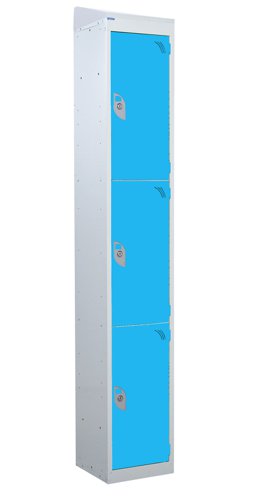 QMP Standard Locker 1950h x 300w x 300d mm Light Blue 4 door Camlock sloping top