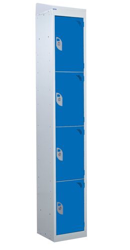 QMP Standard Locker 1950h x 300w x 300d mm Blue 4 door Camlock sloping top