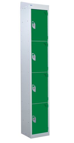 QMP Standard Locker 1950h x 300w x 300d mm Green 4 door Camlock sloping top