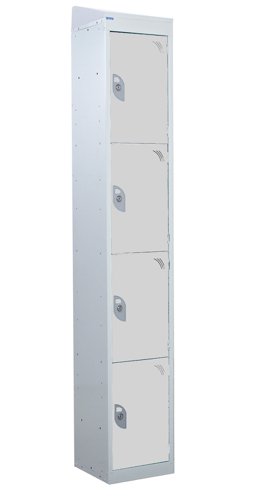 QMP Standard Locker 1950h x 300w x 300d mm Light Grey 4 door  Camlock sloping top