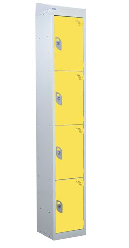 QMP Standard Locker 1950h x 300w x 300d mm Yellow 4 door Camlock sloping top