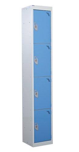 QMP Standard Locker 1800h x 300w x 300d mm Light Blue 4 door Camlock