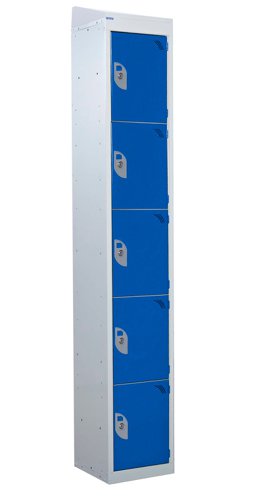 QMP Standard Locker 1950h x 300w x 300d mm Blue 5 door Camlock sloping top
