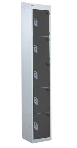 QMP Standard Locker 1950h x 300w x 300d mm Dark Grey 5 door Camlock sloping top