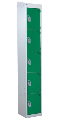 QMP Standard Locker 1950h x 300w x 300d mm Green 5 door Camlock sloping top