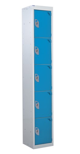 QMP Standard Locker 1800h x 300w x 300d mm Light Blue 5 door Camlock