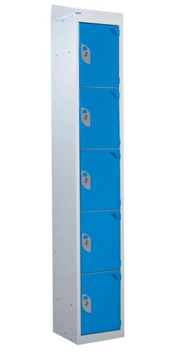 QMP Standard Locker 1950h x 300w x 300d mm Light Blue 5 door Camlock sloping top