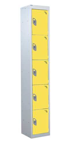 QMP Standard Locker 1800h x 300w x 300d mm Yellow 5 door Camlock