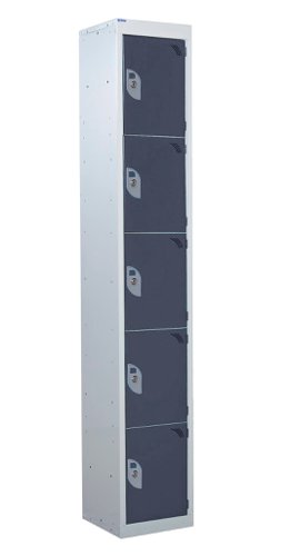 QMP Standard Locker 1800h x 300w x 300d mm Dark Grey 5 door Camlock