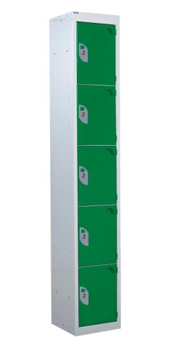 QMP Standard Locker 1800h x 300w x 300d mm Green 5 door Camlock