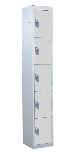 QMP Standard Locker 1800h x 300w x 300d mm Light Grey 5 door  Camlock