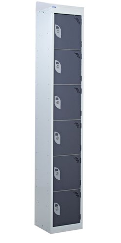 QMP Standard Locker 1950h x 300w x 300d mm Dark Grey 6 door Camlock sloping top