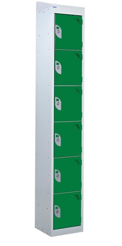QMP Standard Locker 1950h x 300w x 300d mm Green 6 door Camlock sloping top
