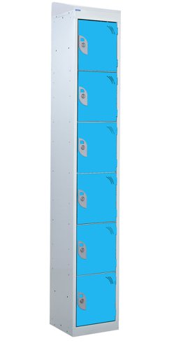 QMP Standard Locker 1950h x 300w x 300d mm Light Blue 6 door Camlock sloping top