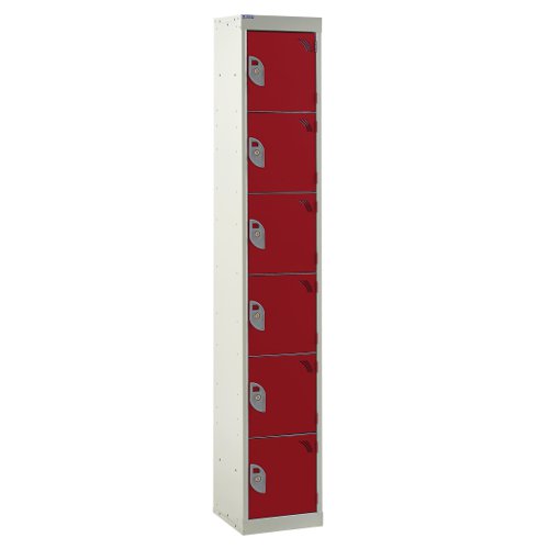 QMP Standard Locker 1800h x 300w x 300d mm Red 6 door Camlock