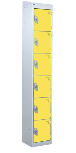 QMP Standard Locker 1950h x 300w x 300d mm Yellow 6 door Camlock sloping top