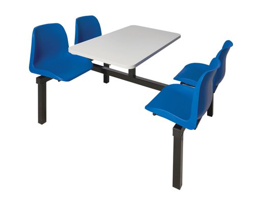 Standard Canteen Furniture - 4 Seat Double-Entry 725h x 1690w x 1070l mm Blue
