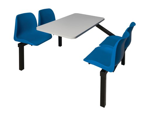 Standard Canteen Furniture - 4 Seat Single-Entry 725h x 1690w x 1070l mm Blue
