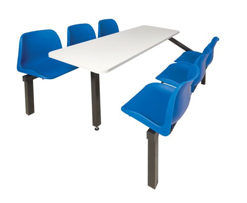 Standard Canteen Furniture - 6 Seat Single-Entry 725h x 1690w x 1580l mm Blue 