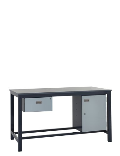 Kit A - 1200mm Heavy Duty Workbench With Accessories - Laminate Worktop - Single Drawer & Storage Cupboard