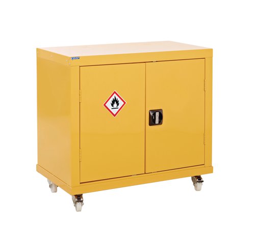 QMP Mobile Hazardous Substance Cupboard 840h x 900w x 460d mm yellow  