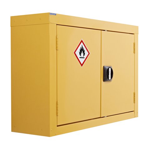 QMP Wall Mounted Hazardous Cupboard 570h x 850w x 255d mm yellow 