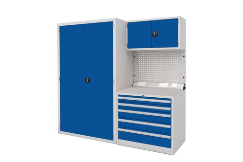 Euro slide Modular Workshop Kit 3 - Laminate Worktop and Blue Cupboards/Drawers