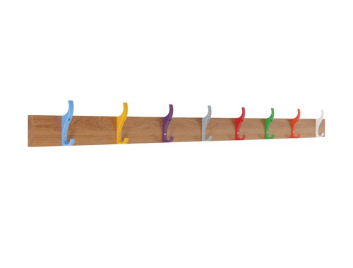 School Wall Mounted Coat Rails 8 Hooks - 1800mm