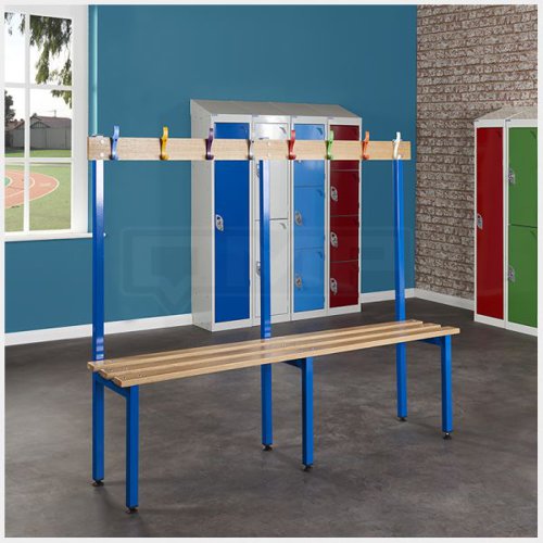 School Cloakroom Benches 1200h x 1000w x 300d mm - Blue frame