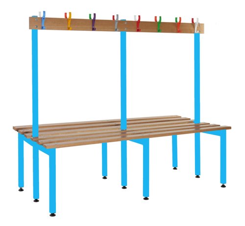 School Cloakroom Benches 1200h x 1500w x 600d mm - Light Blue frame
